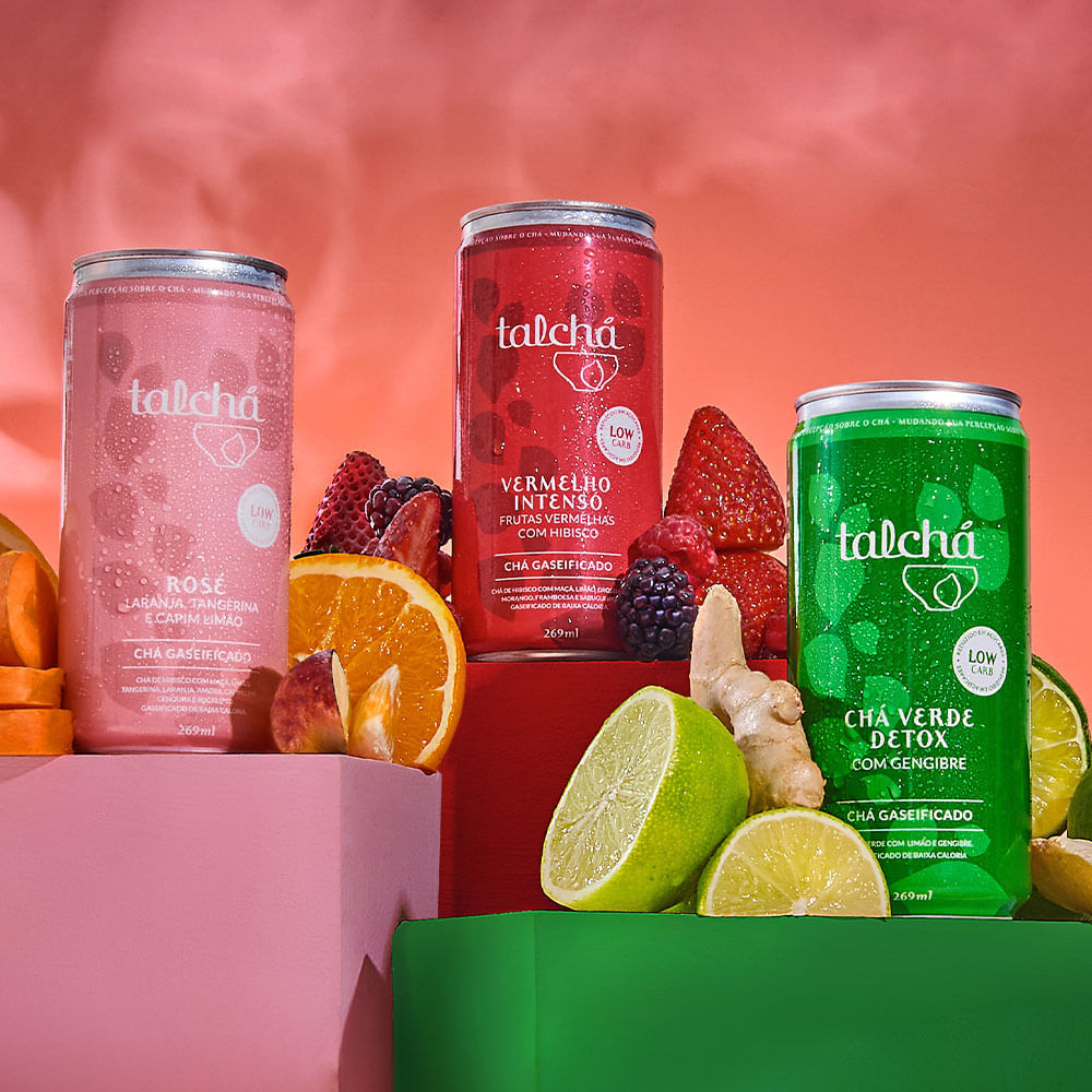 Cha Gaseificado cenario latas